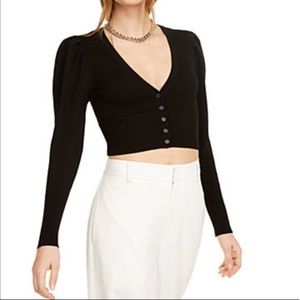 Danielle Bernstein puff sleeve cropped cardigan XS